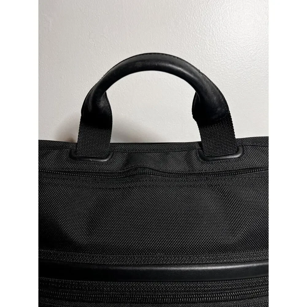 Tumi Black Alpha Slim Deluxe Portfolio Briefcase Laptop Messenger Bag Multi Pkt